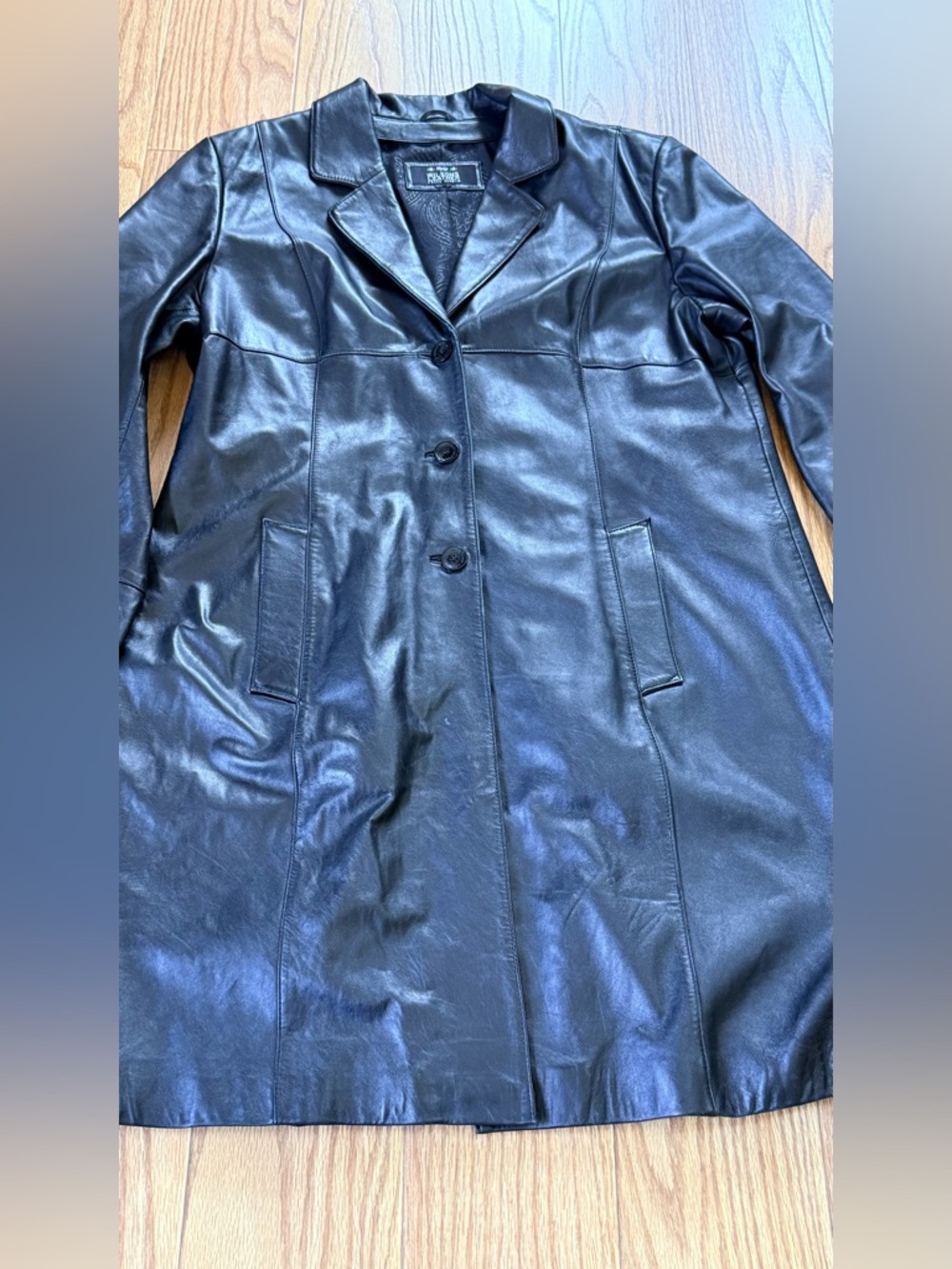 Vintage Y2K Wilson’s Leather women’s jacket Trench Size L Black - Picture 3 of 11